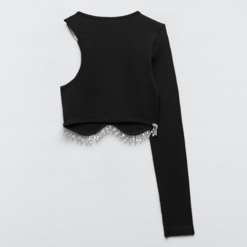 ZARA Seamless rhinestone one shoulder top 7901/810 - Picture 13 of 16